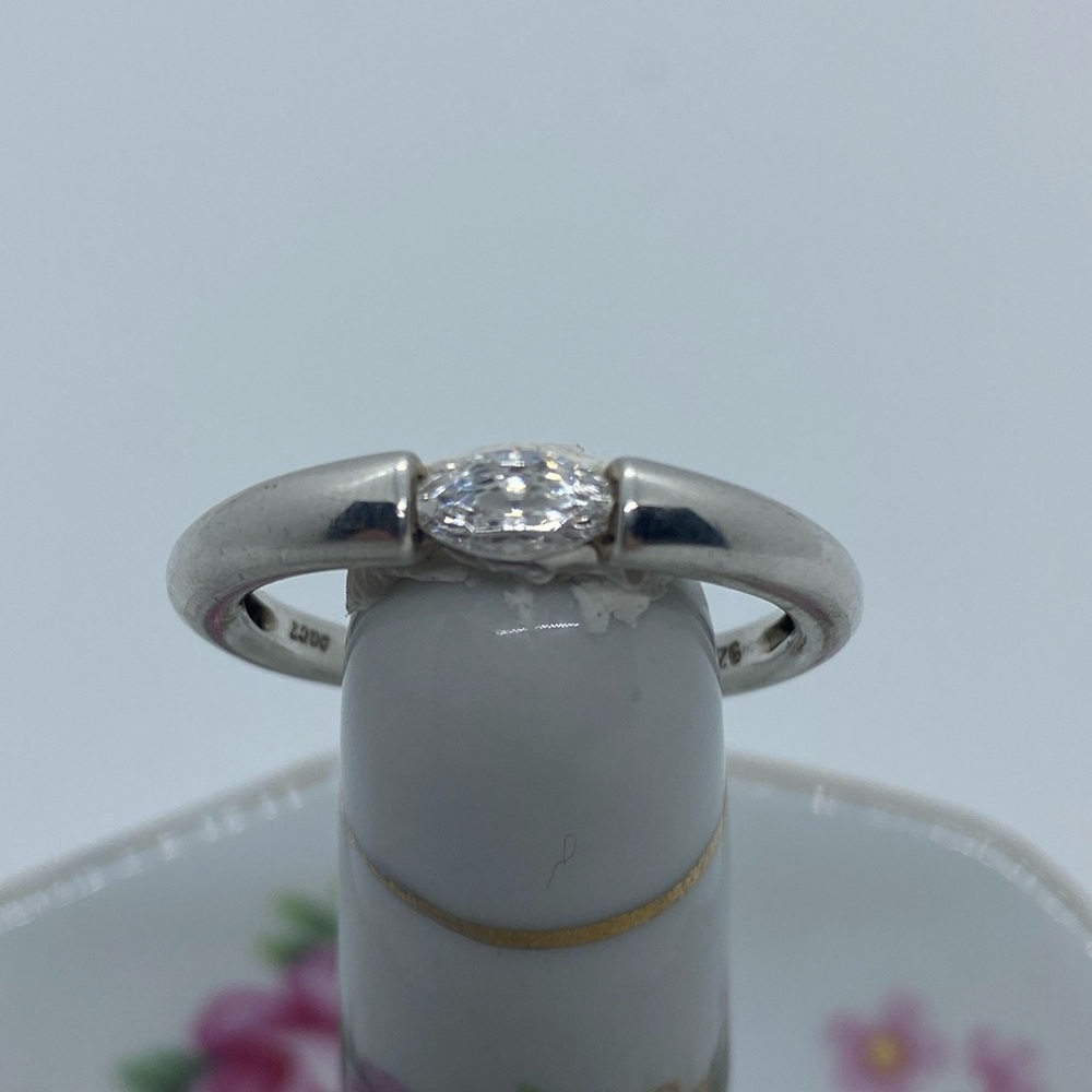 Contemporary sterling silver CZ ring Size 9.25